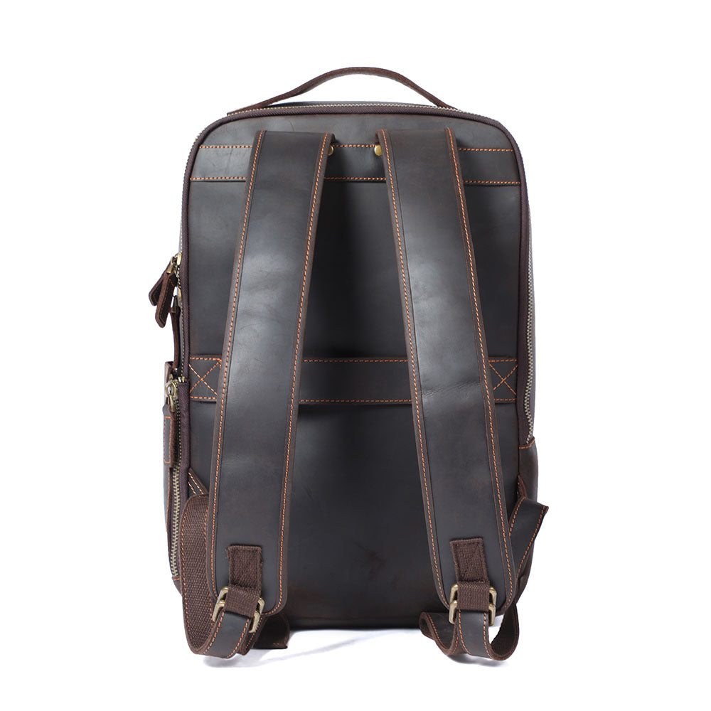 Men’s Full-Grain Leather Dual-Compartment Laptop Backpack | Andrew
