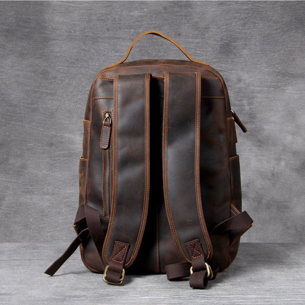 Unisex Premium Full-Grain Tan Leather Laptop Backpack | Jason
