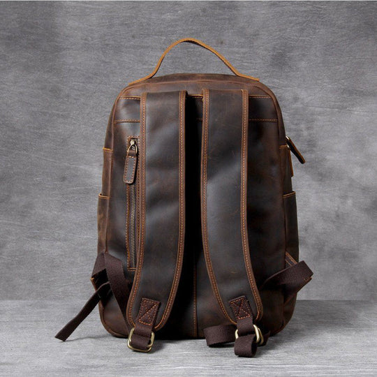 Unisex Premium Full-Grain Tan Leather Laptop Backpack | Jason