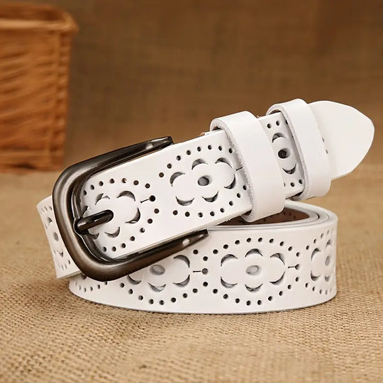 Women’s Classic Genuine Leather Belt – Clara’s Timeless Vintage Waist Belt for Jeans & Dresses