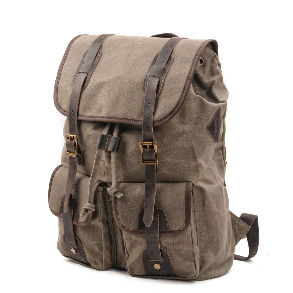 Unisex Heavy-Duty Waxed Canvas Leather Travel Backpack 15.6" | Marcus