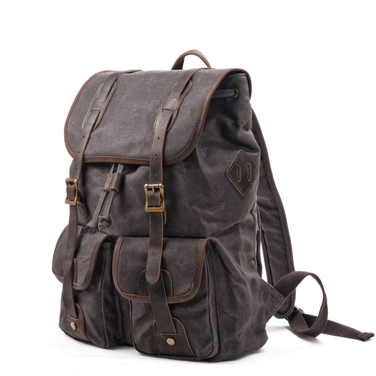 Unisex Heavy-Duty Waxed Canvas Leather Travel Backpack 15.6" | Marcus