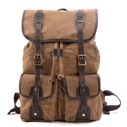 Unisex Heavy-Duty Waxed Canvas Leather Travel Backpack 15.6" | Marcus