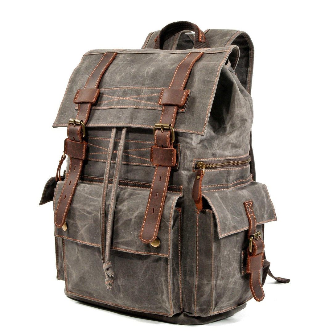 Unisex Waterproof Waxed Canvas Leather Hiking Backpack | Brian