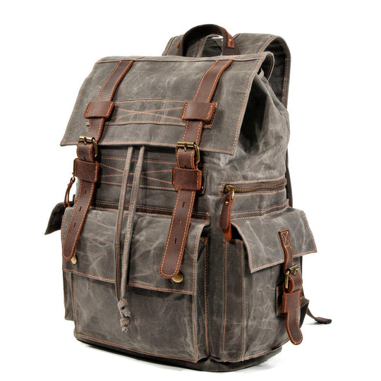 Unisex Waterproof Waxed Canvas Leather Hiking Backpack | Brian