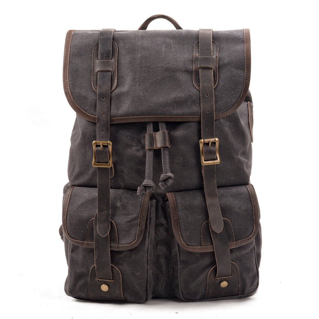Unisex Heavy-Duty Waxed Canvas Leather Travel Backpack 15.6" | Marcus