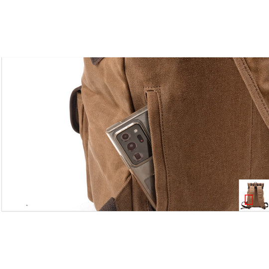 Unisex Heavy-Duty Waxed Canvas Leather Travel Backpack 15.6" | Marcus