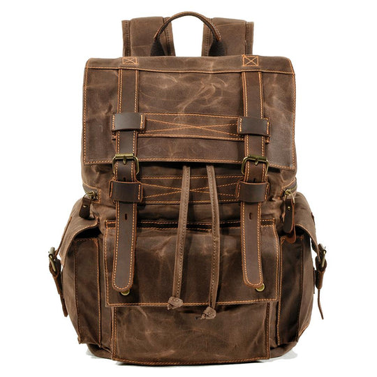 Unisex Waterproof Waxed Canvas Leather Hiking Backpack | Brian
