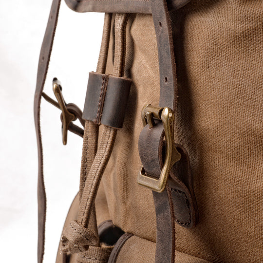 Unisex Heavy-Duty Waxed Canvas Leather Travel Backpack 15.6" | Marcus