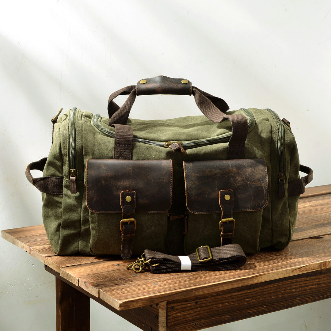 Men’s Waxed Canvas Leather Duffle Bag | David