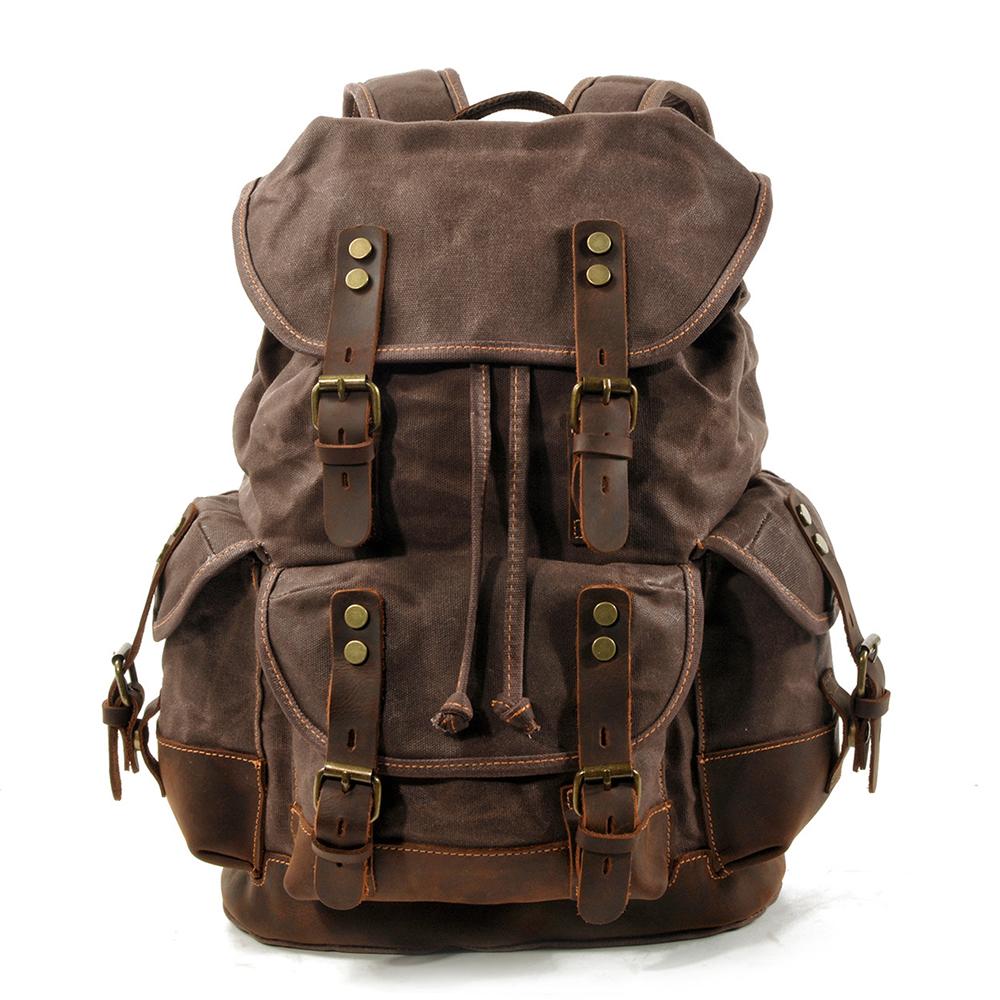 Men’s Heavy-Duty Waxed Canvas Hiking Backpack | John