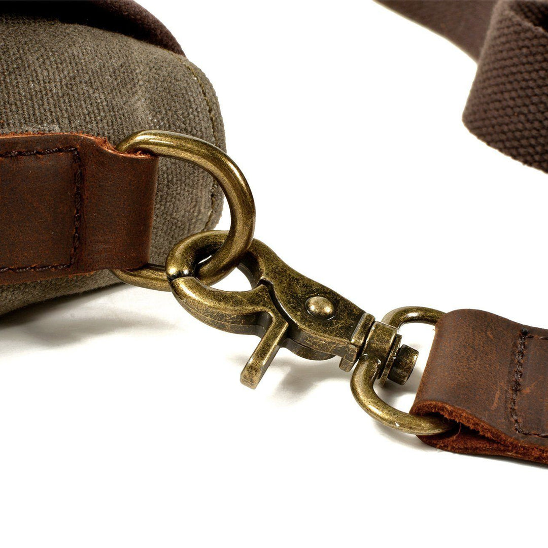 Unisex Small Waxed Canvas Leather Sling Bag | William