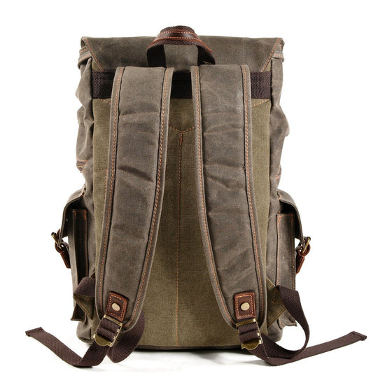 Unisex Waterproof Waxed Canvas Leather Hiking Backpack | Brian