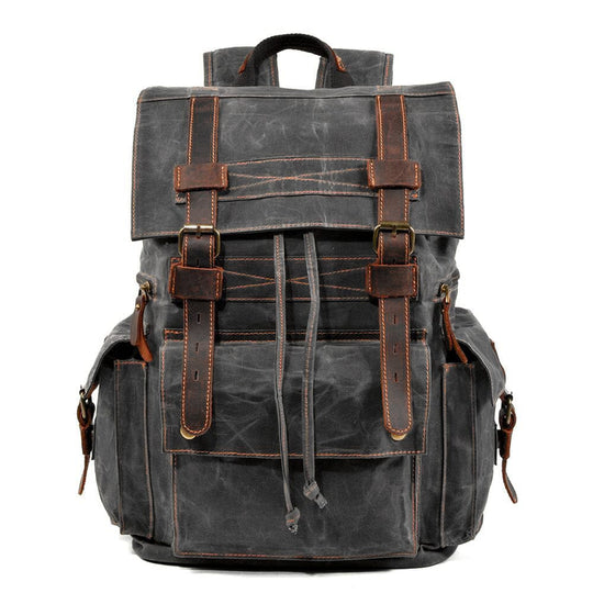 Unisex Waterproof Waxed Canvas Leather Hiking Backpack | Brian