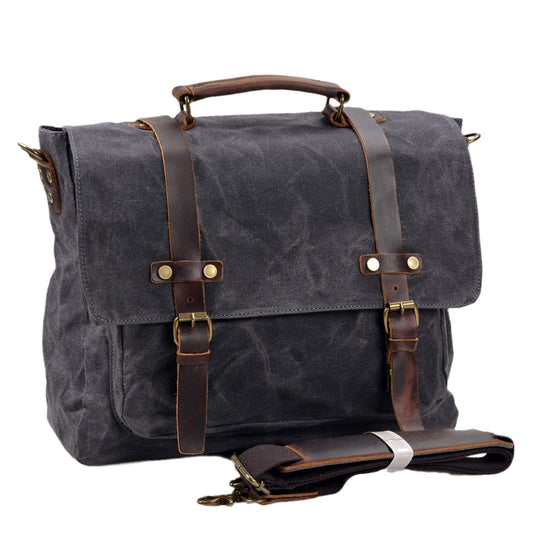 Men’s Vintage Waxed Canvas Leather Messenger Bag | Ryan
