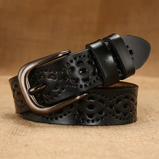 Women’s Classic Genuine Leather Belt – Clara’s Timeless Vintage Waist Belt for Jeans & Dresses