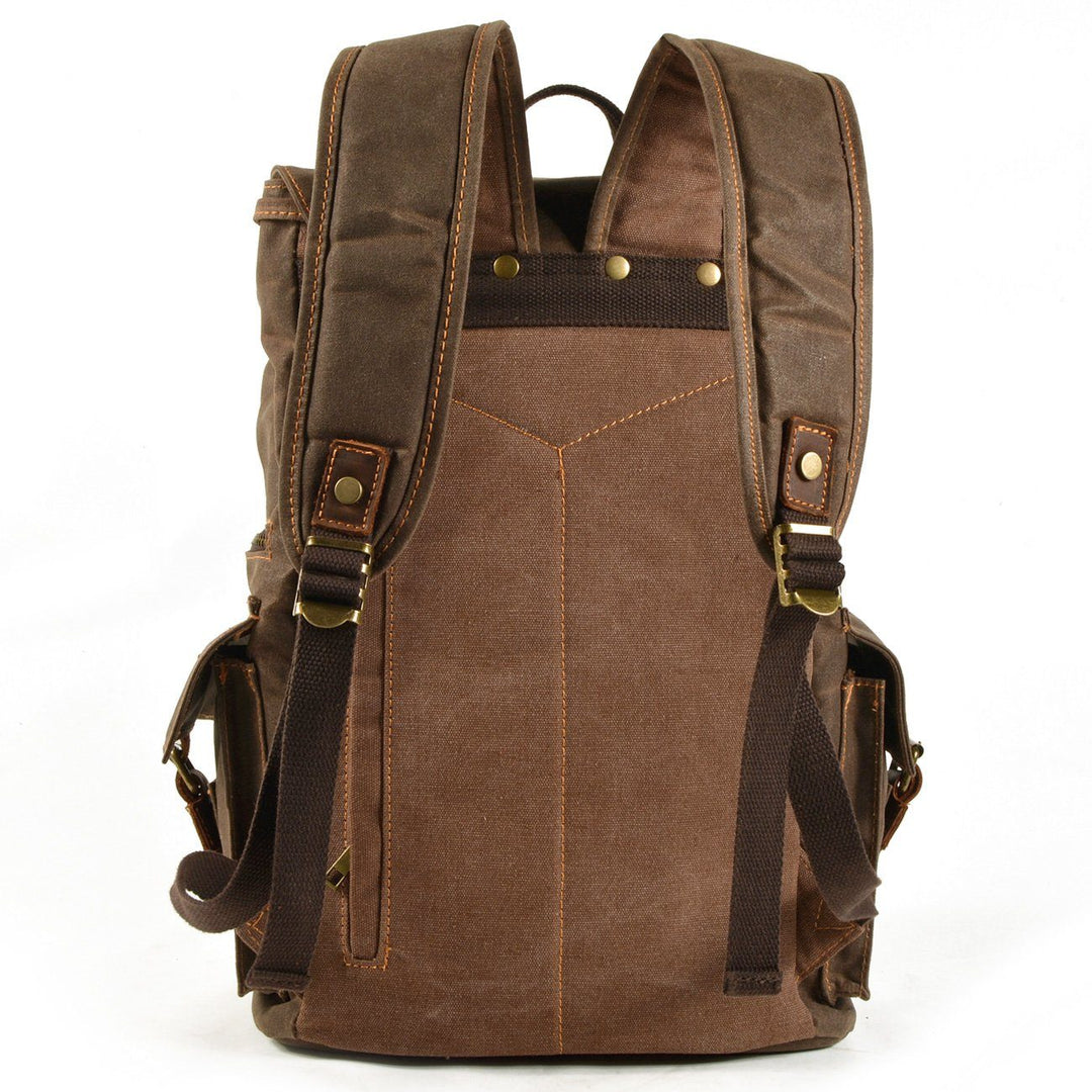 Unisex Waterproof Waxed Canvas Leather Hiking Backpack | Brian