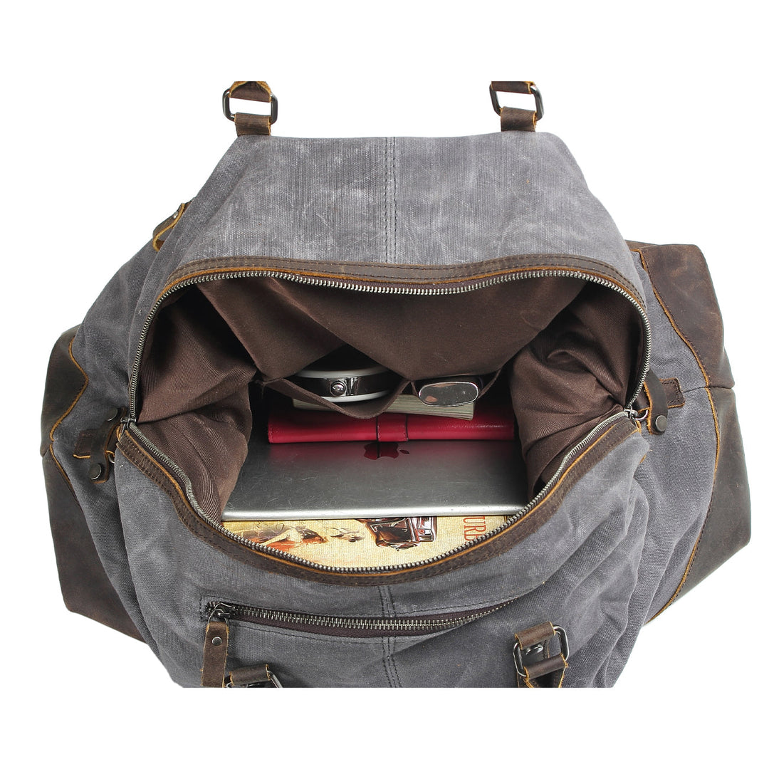 Unisex Waxed Canvas Leather Large Travel Duffel | Christopher