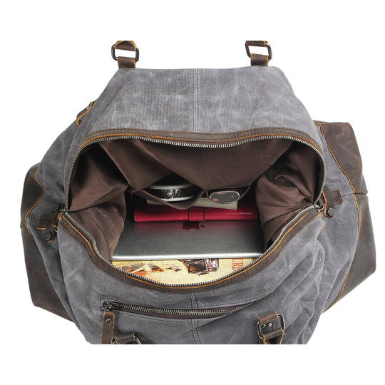 Unisex Waxed Canvas Leather Large Travel Duffel | Christopher