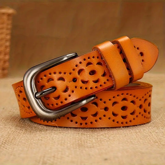 Women’s Classic Genuine Leather Belt – Clara’s Timeless Vintage Waist Belt for Jeans & Dresses