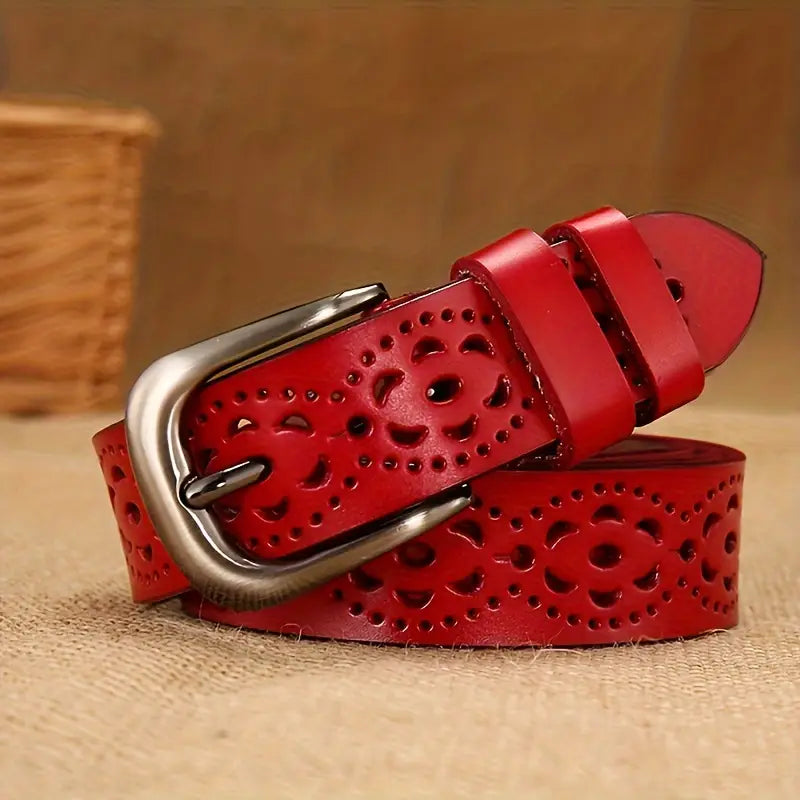 Women’s Classic Genuine Leather Belt – Clara’s Timeless Vintage Waist Belt for Jeans & Dresses