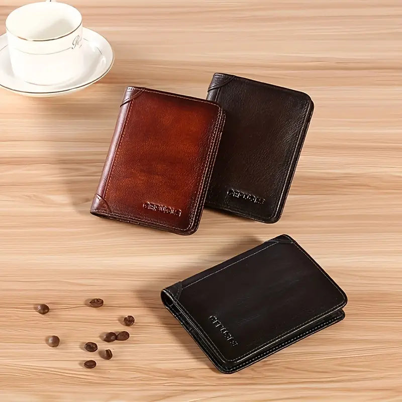 Men’s Brown RFID Slim Leather Bifold Wallet | Richard