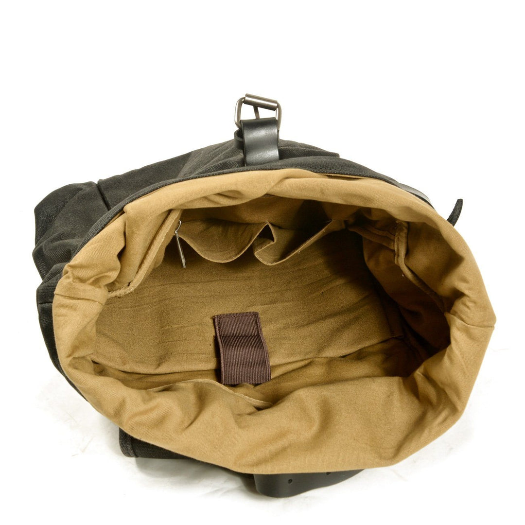 Unisex Large Waterproof Waxed Canvas Anti-Theft Roll-Top Backpack 20L | Peter