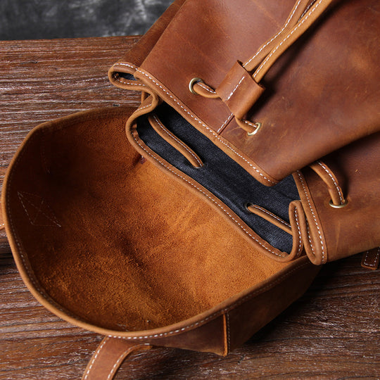 Jeffrey - DuUnisex Vintage Full-Grain Leather Backpack | Jeffreyrable Classic Leather Knapsack