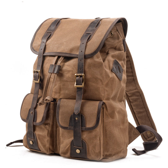Unisex Heavy-Duty Waxed Canvas Leather Travel Backpack 15.6" | Marcus
