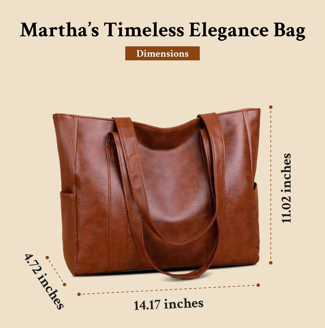 Women’s Large Brown Leather Work Tote Bag – Martha’s Timeless Elegance Office Shoulder Bag