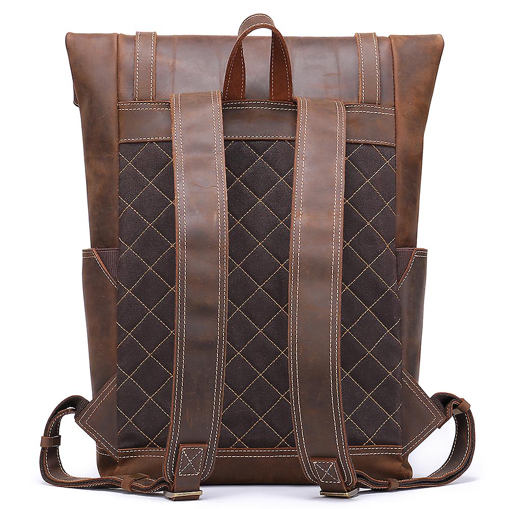 Men’s Retro Full-Grain Leather Roll-Top Laptop Backpack | Larry