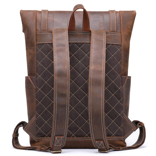Men’s Retro Full-Grain Leather Roll-Top Laptop Backpack | Larry