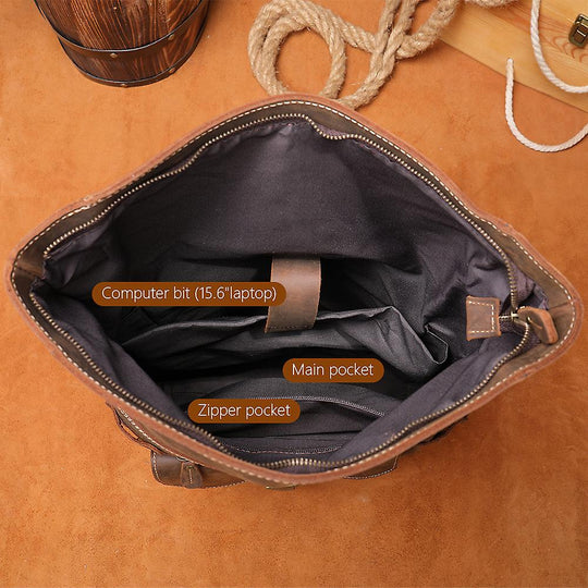 Men’s Retro Full-Grain Leather Roll-Top Laptop Backpack | Larry