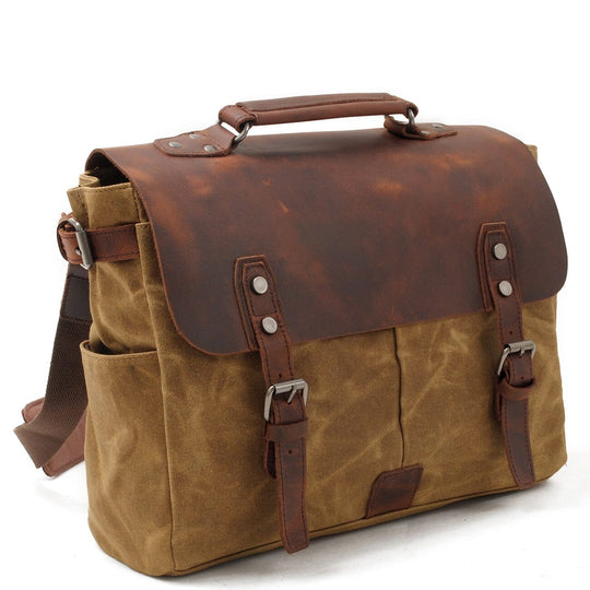 Men’s Vintage Waxed Canvas & Leather Messenger Bag | Alexander