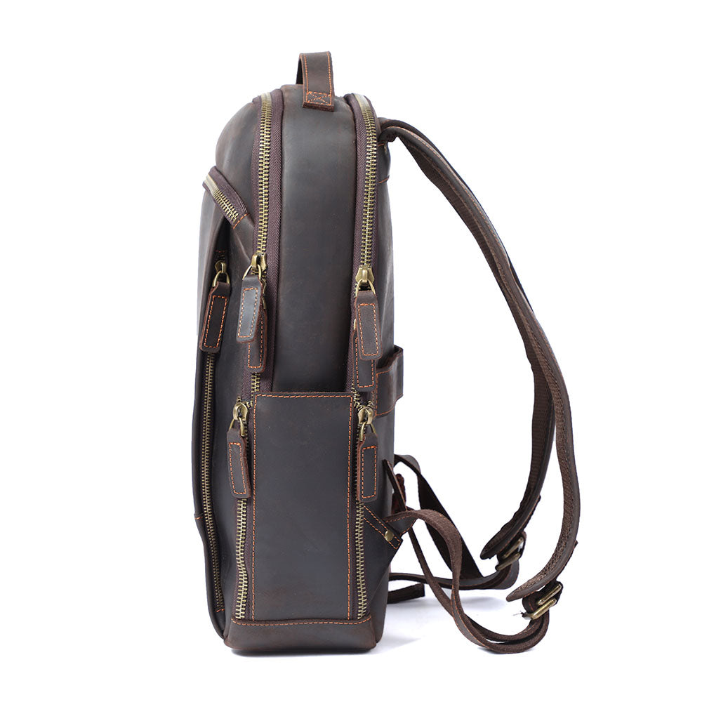 Men’s Full-Grain Leather Dual-Compartment Laptop Backpack | Andrew