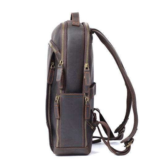 Men’s Full-Grain Leather Dual-Compartment Laptop Backpack | Andrew