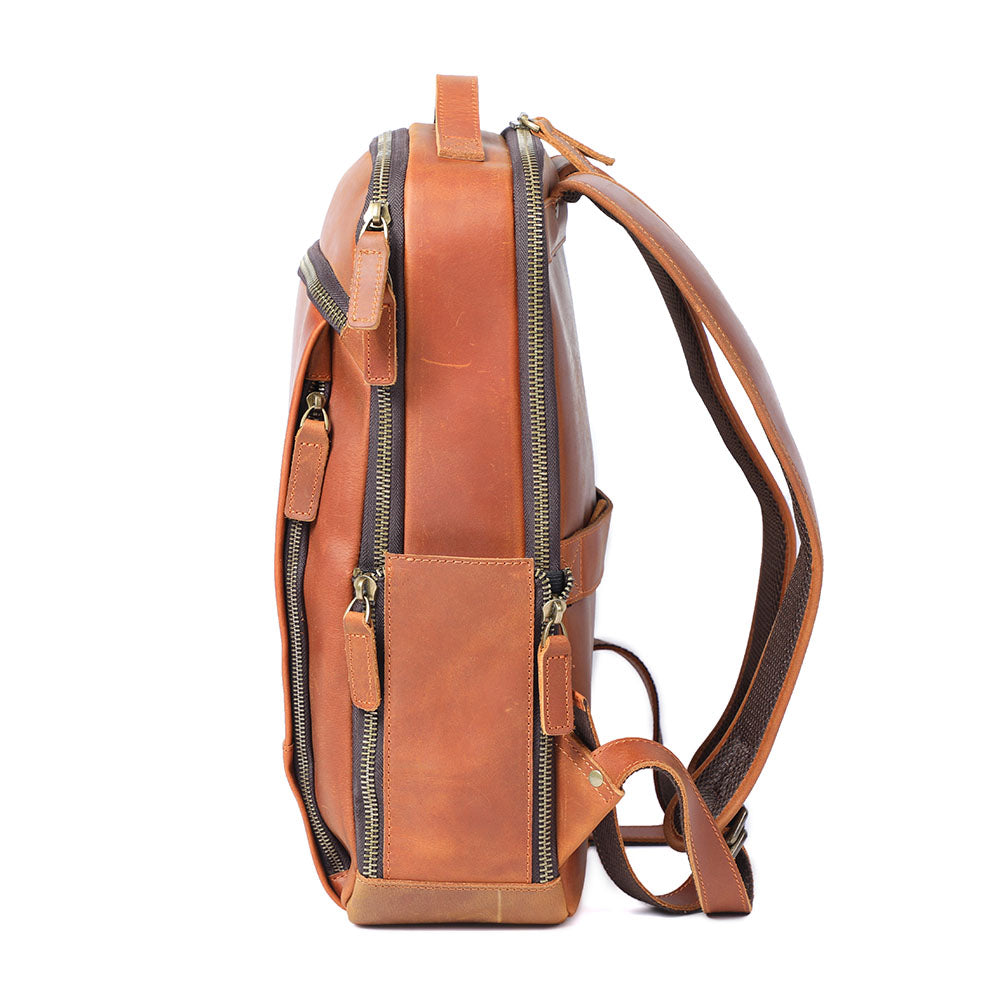 Men’s Full-Grain Leather Dual-Compartment Laptop Backpack | Andrew