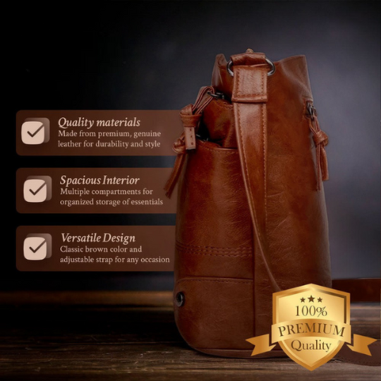 Women’s Brown Full-Grain Leather Crossbody Bag – Alina Bag by Grace | Signature Everyday Shoulder Purse