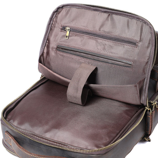 Men’s Full-Grain Leather Dual-Compartment Laptop Backpack | Andrew