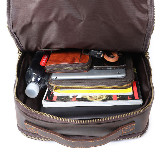 Men’s Full-Grain Leather Dual-Compartment Laptop Backpack | Andrew