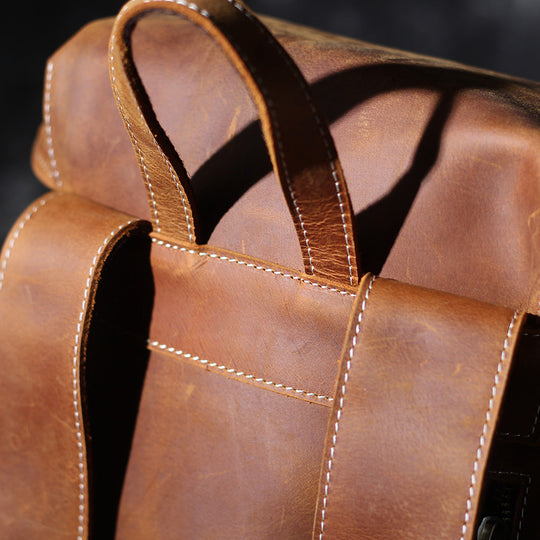 Jeffrey - DuUnisex Vintage Full-Grain Leather Backpack | Jeffreyrable Classic Leather Knapsack