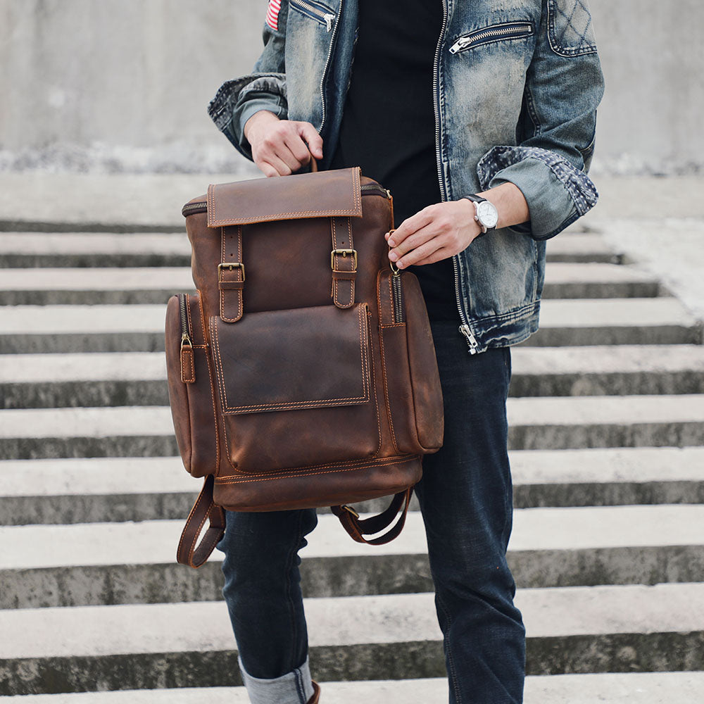 Men’s Full-Grain Leather Laptop Backpack | Charles