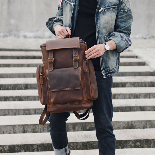 Men’s Full-Grain Leather Laptop Backpack | Charles