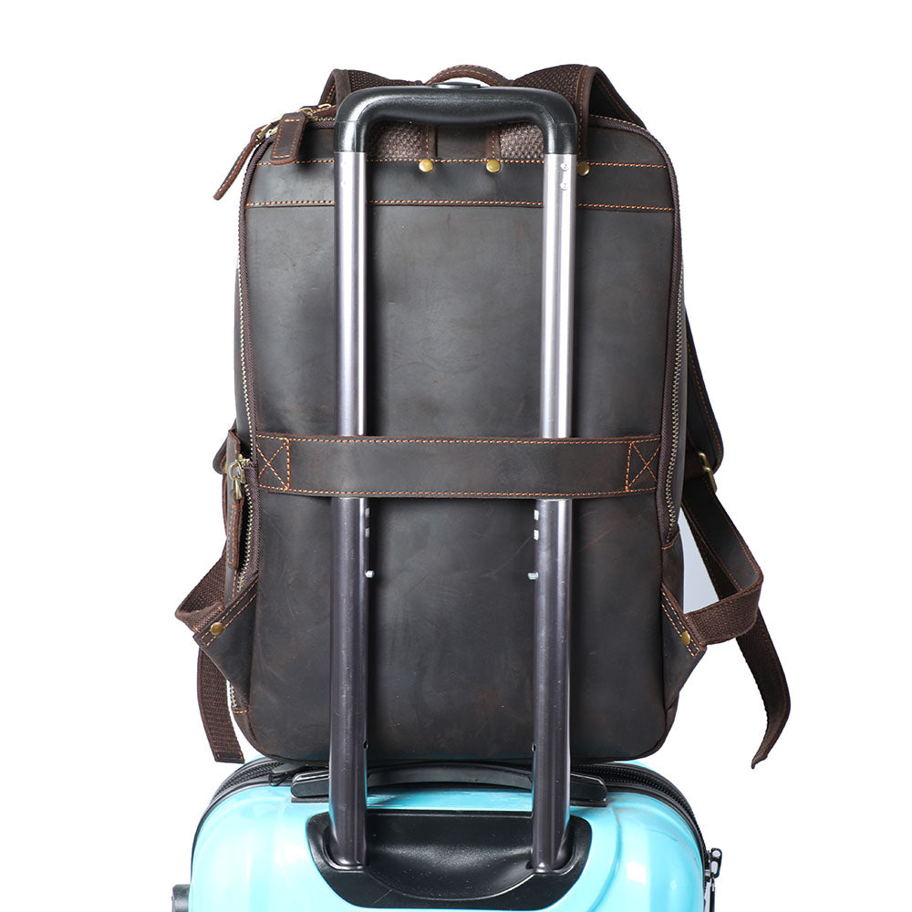 Men’s Full-Grain Leather Dual-Compartment Laptop Backpack | Andrew