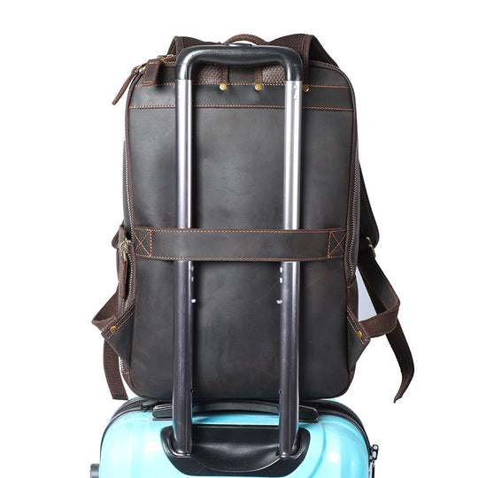 Men’s Full-Grain Leather Dual-Compartment Laptop Backpack | Andrew
