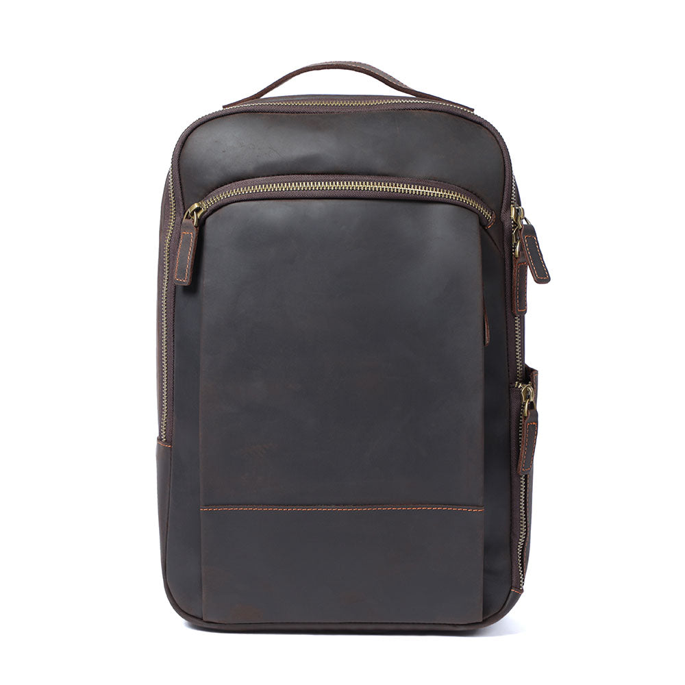 Men’s Full-Grain Leather Dual-Compartment Laptop Backpack | Andrew