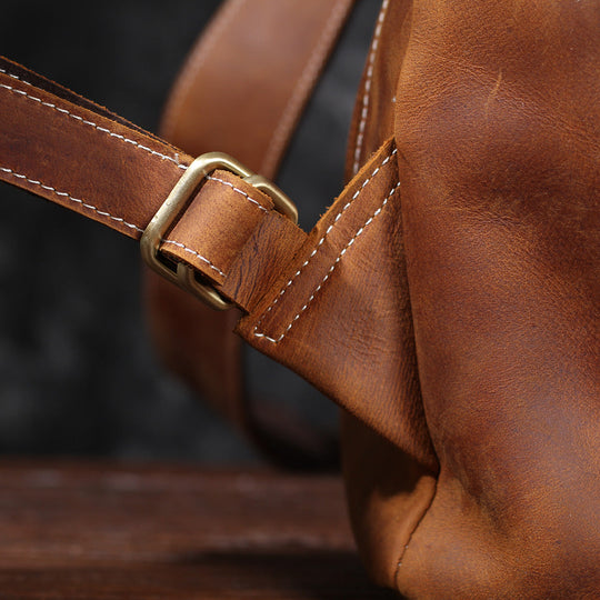 Jeffrey - DuUnisex Vintage Full-Grain Leather Backpack | Jeffreyrable Classic Leather Knapsack