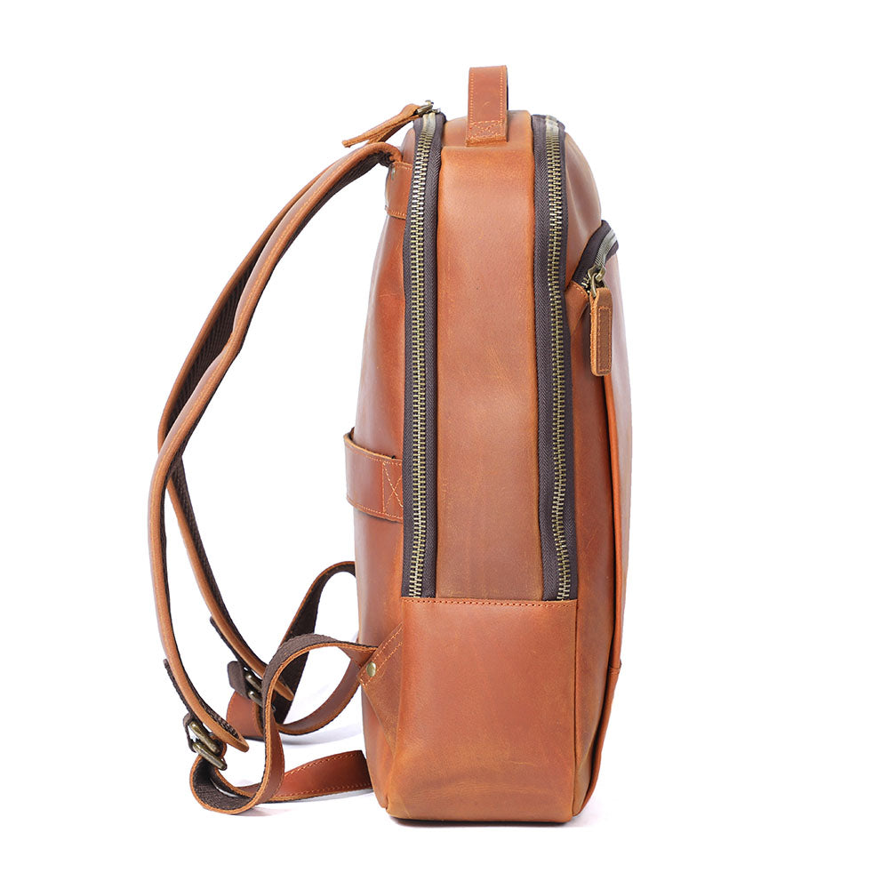 Men’s Full-Grain Leather Dual-Compartment Laptop Backpack | Andrew