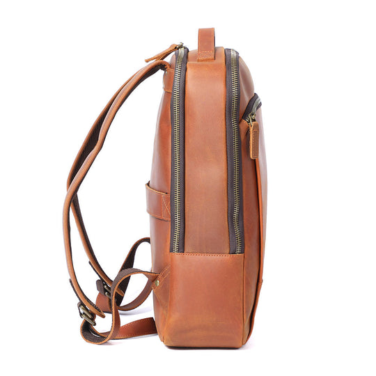 Men’s Full-Grain Leather Dual-Compartment Laptop Backpack | Andrew