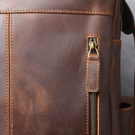Men’s Retro Full-Grain Leather Travel Backpack | Robert
